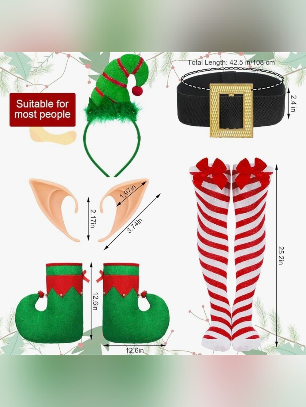 Holiday Elf Costume Dress Set for Women in Green and Red #1353 - Picture 7 of 11